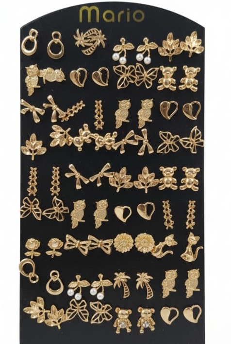 24-Pairs Gold-Tone Stud Earrings Combo Set
